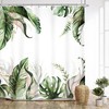 Tropical Leaf Shower Curtain for Bathroom, Boho Sage Green Plant Palm Leaves Art Home Decor
