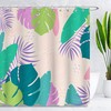 Tropical Leaves Abstract Shower Curtain for Modern Bathroom Decor