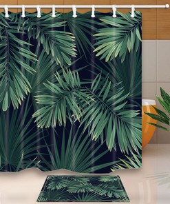 Tropical Leaves Shower Curtain for a Jungle-Inspired Bathroom Decor