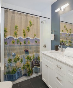 Tropical Palm Tree Shower Curtain for Bathroom, Paradise Paradise Shower in Your Home