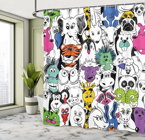 Tropical Zoo Animals Psychedelic Shower Curtain Bathroom Decor - Image 4
