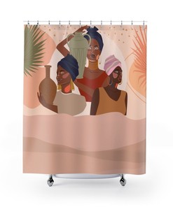 Turbaned African Women Abstract Art Shower Curtain