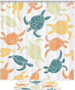 Turtle Pattern Green Shower Curtain for Stylish Bathroom Decor