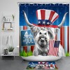 US Flag Independence Day Shower Curtain, Highland Cow Bathroom Accessory