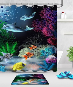 Undersea World Dolphins and Fish Shower Curtain - Beautiful and Colorful Bathroom Decor
