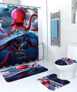 Underwater Adventure - 3D Ocean Octopus Boat Shower Curtain for Bathroom Decor