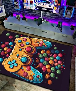 Unique Game Room with Customizable Shufflezone Game Controller Carpet for Teen Boys