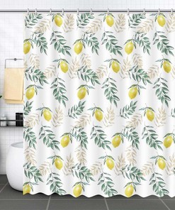 Vibrant Yellow Lemon Shower Curtain for Summer Bathroom Decor - Waterproof Fabric
