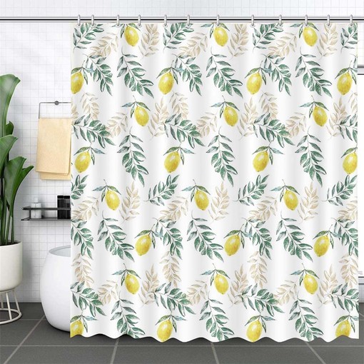 Vibrant Yellow Lemon Shower Curtain for Summer Bathroom Decor - Waterproof Fabric