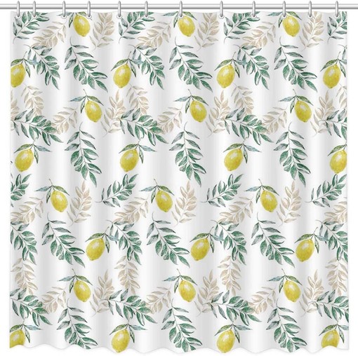 Vibrant Yellow Lemon Shower Curtain for Summer Bathroom Decor - Waterproof Fabric - Image 2