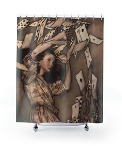 Vintage Alice in Wonderland Shower Curtain Illustration From 1907