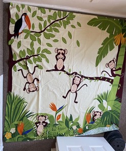 Vintage Allure Monkey Shower Curtain - Bananas Vibrant Cute Unisex Bathroom Decor with Home Decor