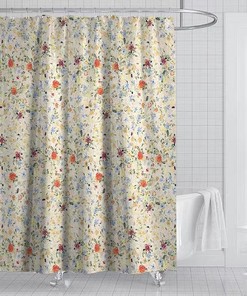 Vintage Botanical Shower Curtain with Beautiful Floral Print for Bathroom Accessories