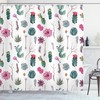 Vintage Cactus Shower Curtain, Botanical Pattern with Arrows Feathers Succulent Twigs Print in Multicolor Bathroom Decor