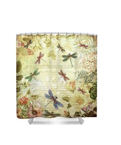 Vintage Dragonfly and Floral Shower Curtain for Your Feminine Bathroom Decor