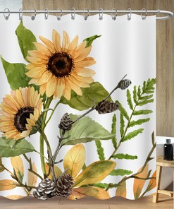 Vintage Medieval Sunflower Flowers Shower Curtain, Perfect for Bathtub Decor - Bathroom Curtain