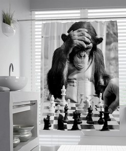 Vintage Monkey Portrait Shower Curtain, Funny Animal Design, Bathroom Decor