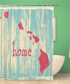 Vintage Rustic Hawaii State Sign Shower Curtain - Nostalgic Area Fabric Americana Bathroom Decor