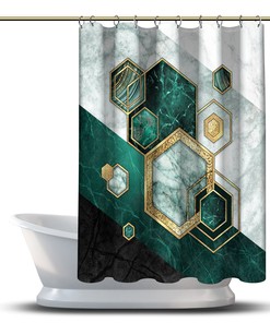 Vintage Starfish Illustration Shower Curtain - Abstract Design with Eco Friendly Fabric Material for Bathroom