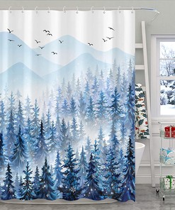 Watercolor Cow Highland Flower Shower Curtain - Abstract Design with Fun Cows and Flowers for Bathroom Decor
