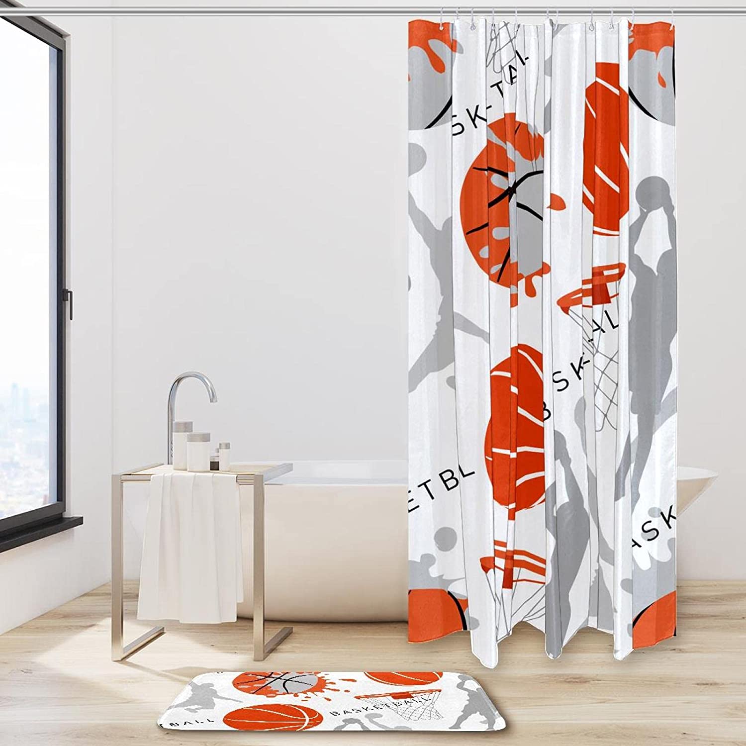 Waterproof Basketball Sports Bathroom Curtain - Perfect for Home Decor - Image 2
