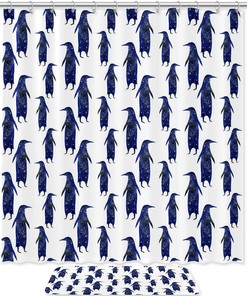 Waterproof Penguin Shower Curtain for Cute Bathroom Decor