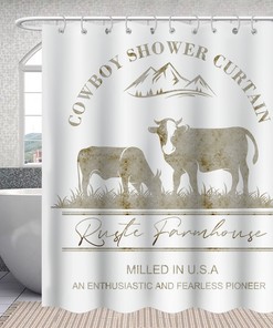 Western Cowboy Hay Shower Curtain, American Country Theme Bathroom Decor