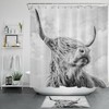 Western Wildlife Animal Bathroom Accessory, Highland Cow Bull Shower Curtain