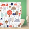 Whimsical Mushrooms Doodle Forest Pattern Abstract Shower Curtain, Waterproof Fabric, Home and Bathroom Decor