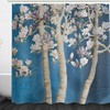 White Cartoon Polyester Magnolia Flower Print Shower Curtain for Bathroom Decor