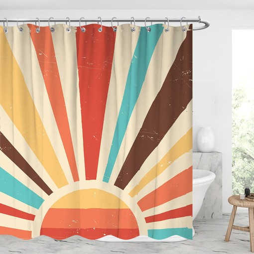 White and Grey Geometric Pattern Shower Curtain - Abstract Design Bathroom Decor without Size