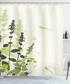 Wildflowers Dragonfly Shower Curtain for Rustic Bathroom