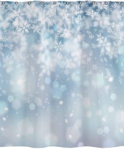 Winter Snowflake Shower Curtain for Christmas Bathroom Decor