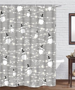 Xmas Snowman Shower Curtain Christmas Bathroom Decor