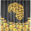 Yellow Flower African American Woman Black Shower Curtain for Whimsical Bathroom Decor