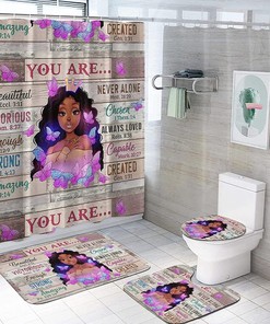 You Are Beautiful Black Girl Shower Curtain for Encouraging Bathroom Decor
