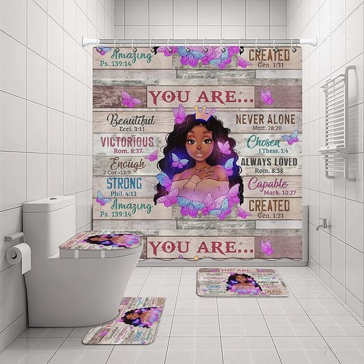 You Are Beautiful Black Girl Shower Curtain for Encouraging Bathroom Decor - Image 2