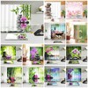 Zen Garden Flowers Shower Curtain Leisure Spa Waterproof Bathroom Hooks