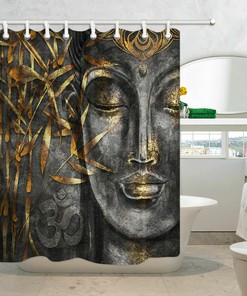 Zen Leaves Waterproof Shower Curtain with Bamboo Theme - Perfect for Bathroom Decor