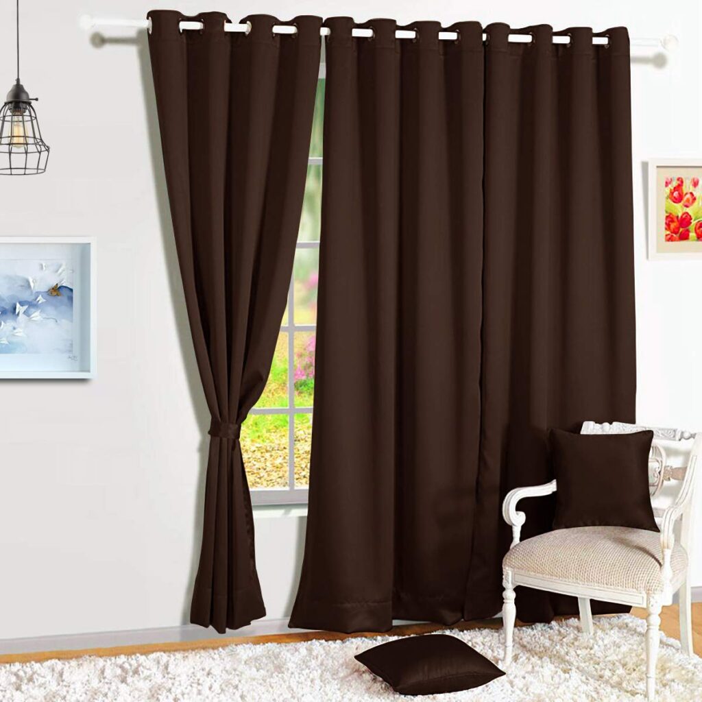 Get Some New Curtains For Your Black And Brown Living Room