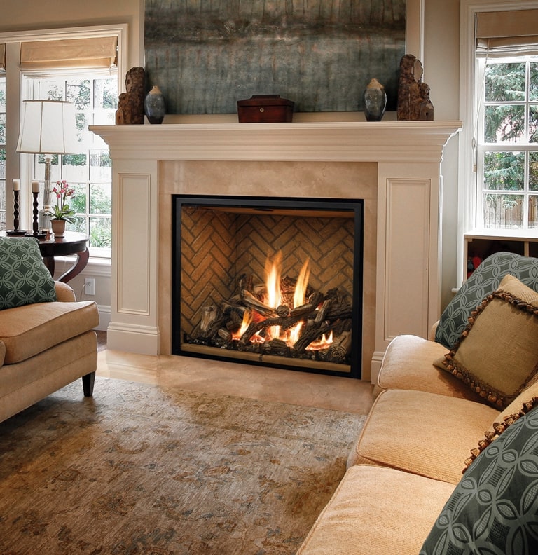 Classic Wood Fireplace In The Living Room