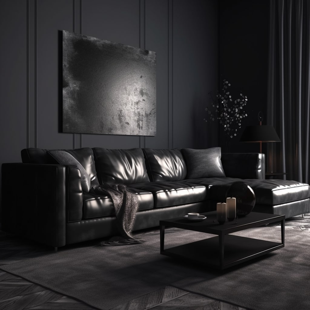 Monochromatic Design Concept Mixes With A Black Sofa