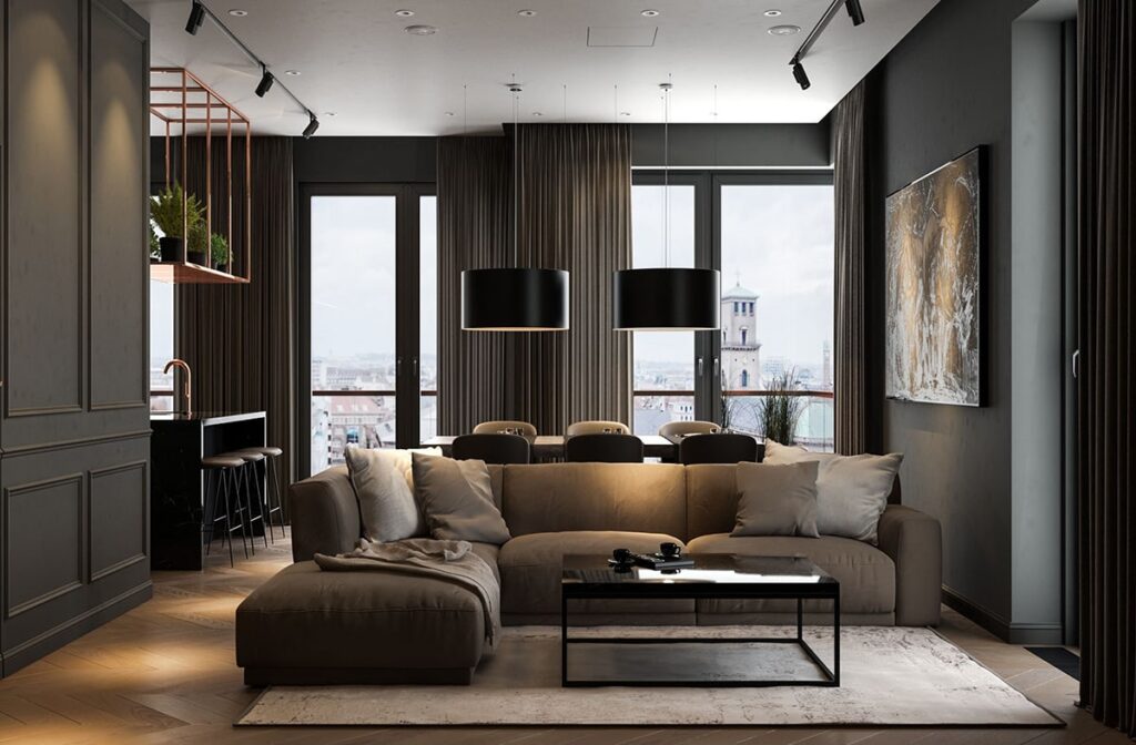 Get The Appropriate Black Color For Black And Brown Living Room