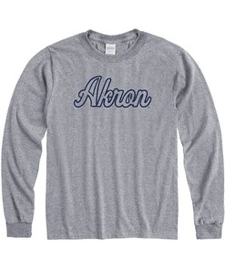 Akron Zips Grey Wordmark Long Sleeve Shirt, Sweatshirt - Perfect for NCAA Enthusiasts