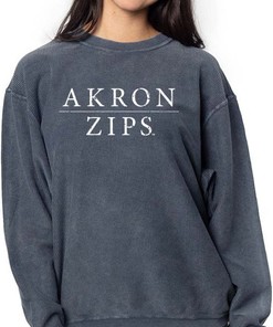Akron Zips Womens Corded Crew Sweatshirt, Shirt - Great Gift for NCAA Enthusiasts