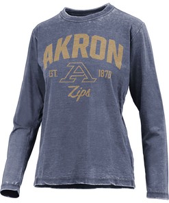 Akron Zips Womens Vintage Burnout Long Sleeve Sweatshirt, Shirt - Perfect for Zips Fans