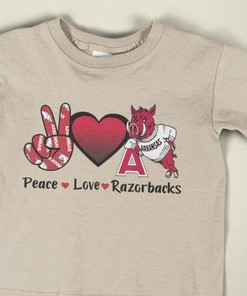 Arkansas Razorbacks NCAA Apparel: Vintage Style Peace Love Shirt, State College Hoodie, Sweatshirt