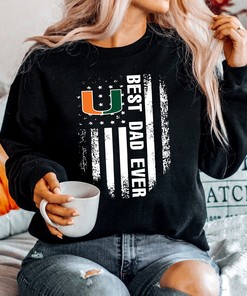Best Dad Ever American Flag Miami Hurricanes Shirt - Perfect NCAA Fan Gift
