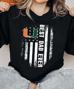 Best Dad Ever American Flag Miami Hurricanes Shirt - Perfect NCAA Fan Gift