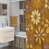 Funky Groovy Flowers Shower Curtain, 60's 70's Hippie Bathroom Accessories for Retro Home Decor